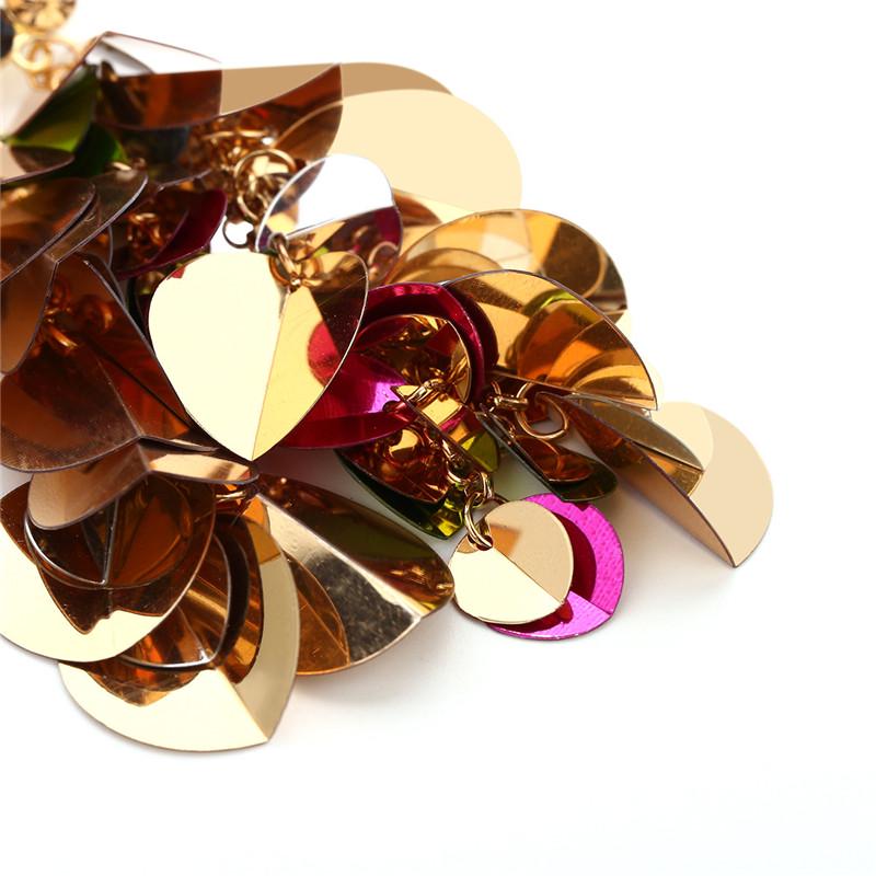 Diamond Colorful Glitter Paillette Sequined Tassels Exaggeration Dangle Earring Eardrop Women Jewelry