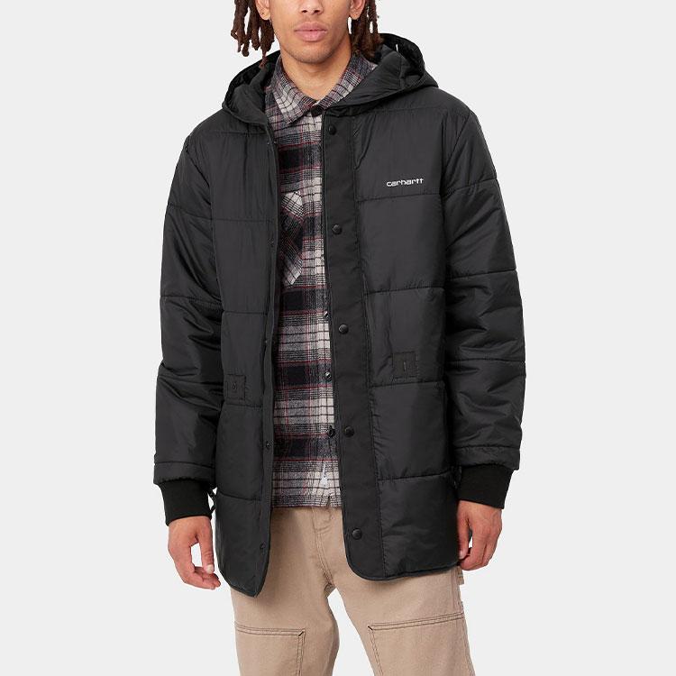 Carhartt WIP Solid Color Cotton Zip Hooded Parka Men outerwear Black I029455-26-XX