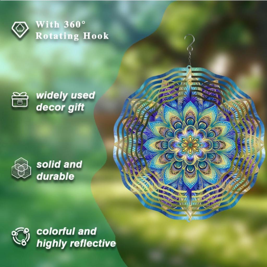 10 Inch Hanging Wind Spinner with 360 Degree Rotating Hook Artistic Wind Chime for Balcony Garden Decor Spring Summer Gift for Friends Family