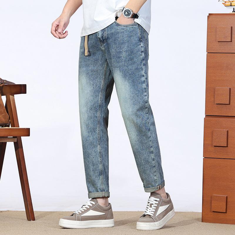 New Spring and Summer Trousers Waist Embroidered Belt Little Handsome Jeans