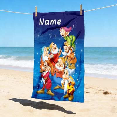 Custom Name Seven Dwarfs Stylish Digital Printing Beach Towel Quick‑Drying Absorbent Blanket for Beach Pool Gym Travel