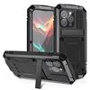 For iPhone 15 Pro Max 15 Plus 15 Shockproof Aluminum Metal Case Heavy Duty Protective Cover Screen Protector Built-in Kickstand