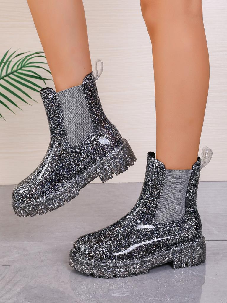 Shoes for Women 2024 New Slip-on Women's Boots Fashion Solid Casual Boots Women Hot Sale Round Toe Platform Rainboots Zapatos