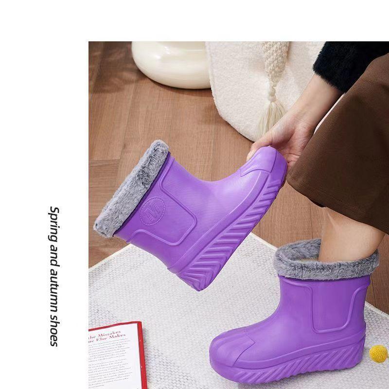 

New high-top waterproof cotton shoes velvet warm water boots laundry car wash cotton boots rain boots waterproof snow boots 37 фиолетовый