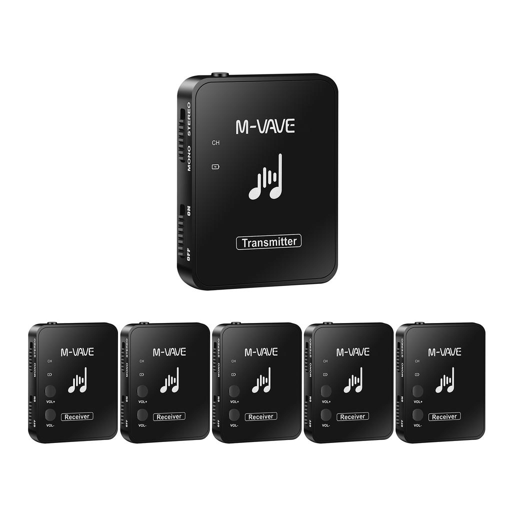 6pcs M-VAVE WP-10 2.4GHz Wireless Earphone Monitor Transmission System Rechargeable Transmitter & Receiver + M-VAVE WP-10 2.4GHz