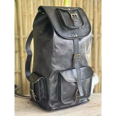 Tasche Leder Rucksack Umhängetasche Laptop Echt Vintage Herren Echt Schwarz Rucksack
