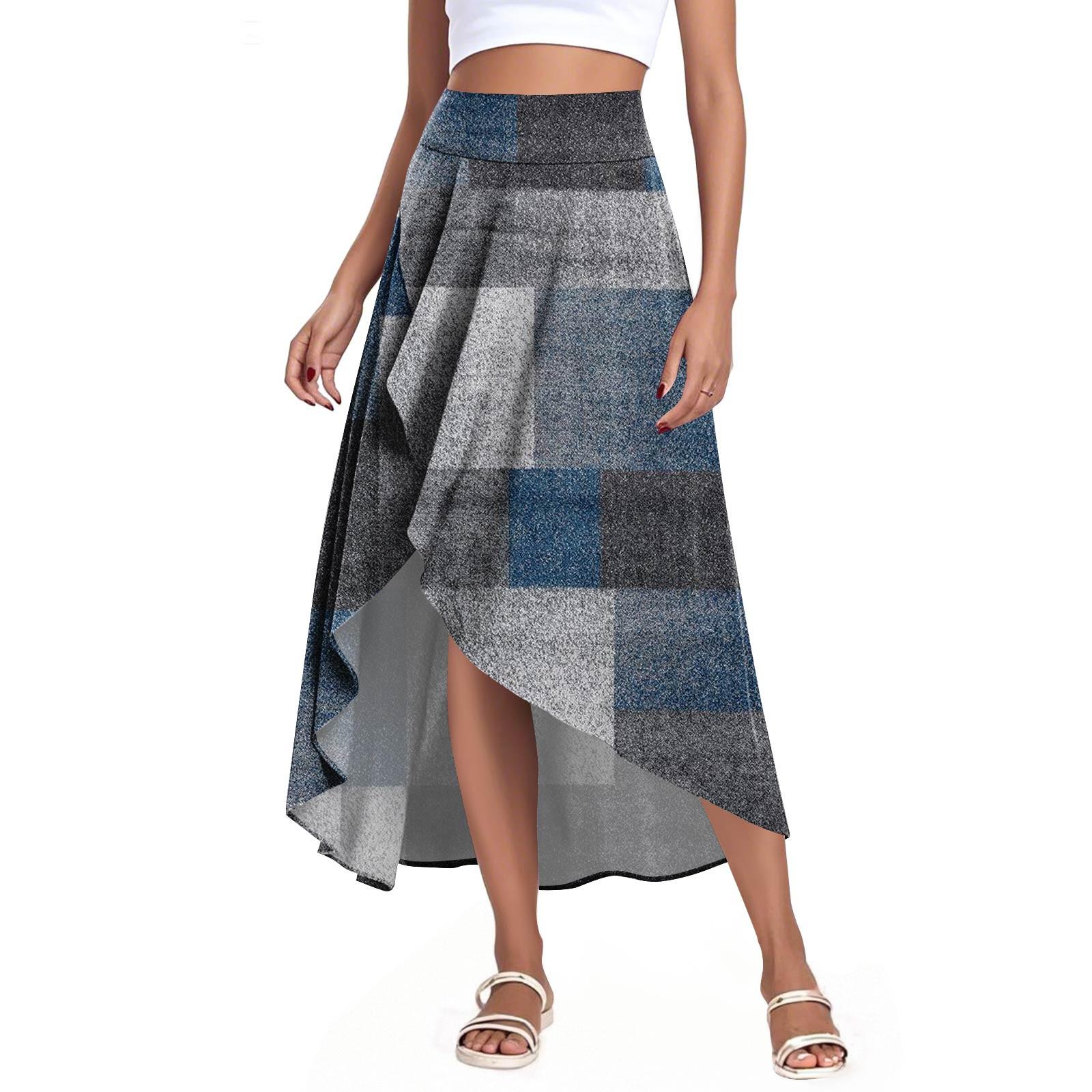 

Женская мода повседневная юбка-шорты с разрезом и оборками на высокой талии XL тёмно-синий