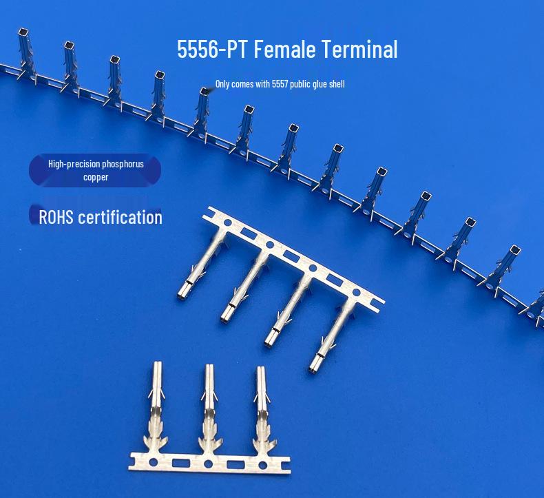 4.2mm Pin Header Connector with 5569 Straight and Right-Angle Pins and 5557 Male Housing Terminal.