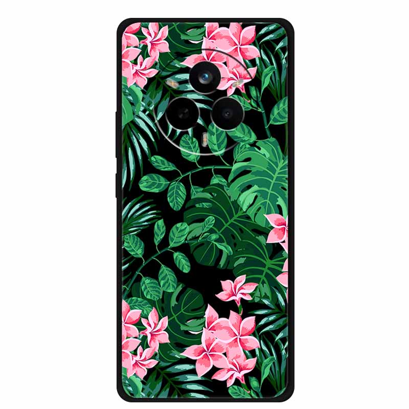 For Realme 14 Pro Case Luxury Phone Cover For Realme 14 Pro+ Cute Floral Black Silicone Soft Case TPU Funda Realme 14 Pro Plus