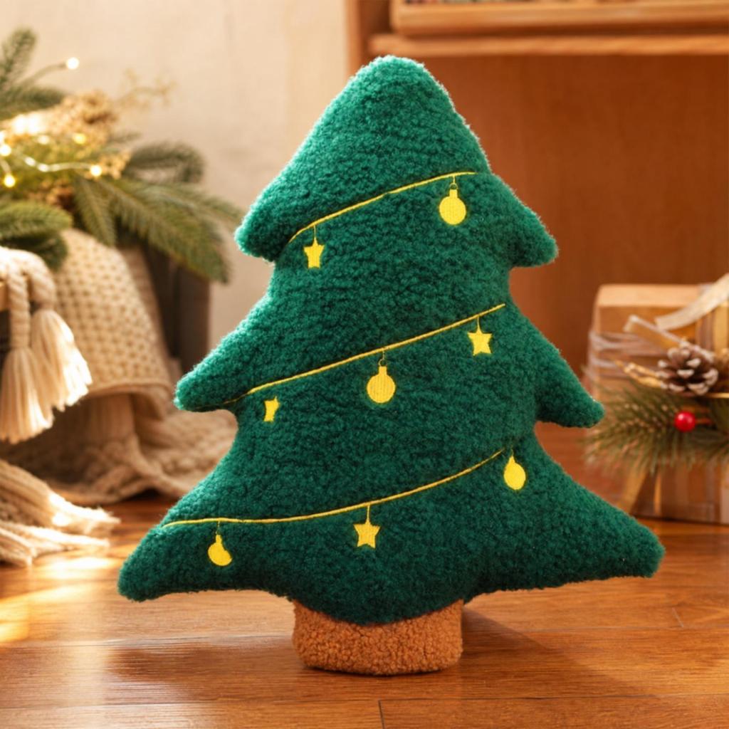 Christmas TreeShaped Soft Throw Tree Shaped Pillow Padded Holiday Cushion for