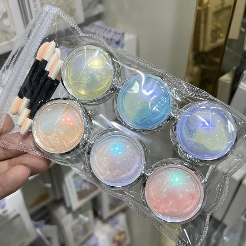 

Профессиональный голографический нейл-арт порошок Aurora Mirror Effect Mermaid Shell Glitter Pigment для маникюра 6 color suit