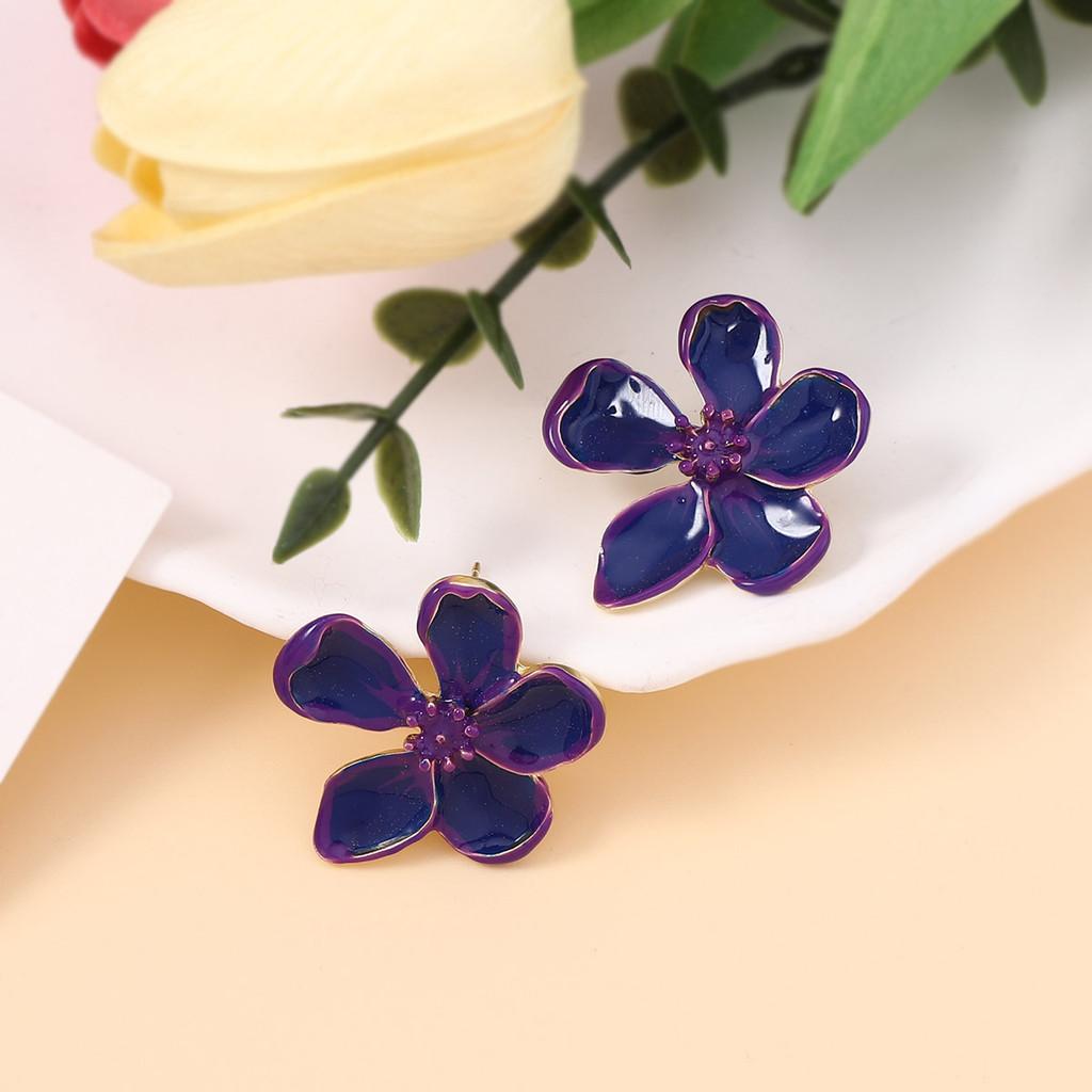Pinkdudu Gradient Sakura Enamel Stud Earrings Sweet Floral Earrings for Women Jewelry PD1947