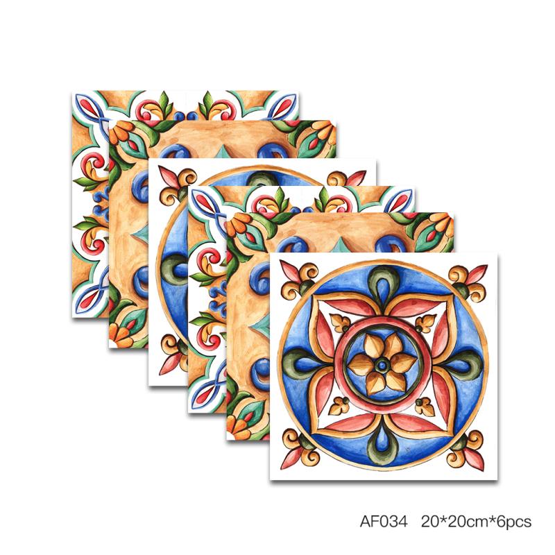 6Pcs 20x20cm Self Adhesive Tile Sticker Waterproof Oil Proof Wall Decor for Kitchen Decor