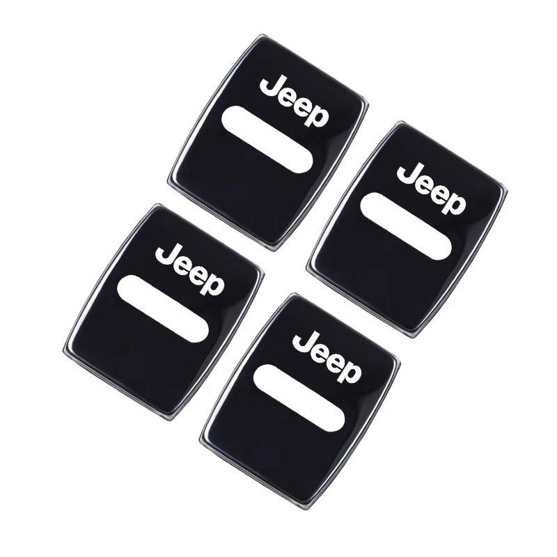 Cup Holders 4Pcs Car Door Lock Cover Stainless Steel Cap Auto Accessories For Jeep Grand Cherokee Wrangler JK Gladiator Compass