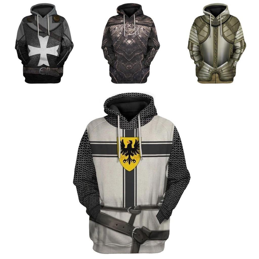 Medieval Knight Hoodie Pullover For Men And Women With Vibrant 3d Printing Design