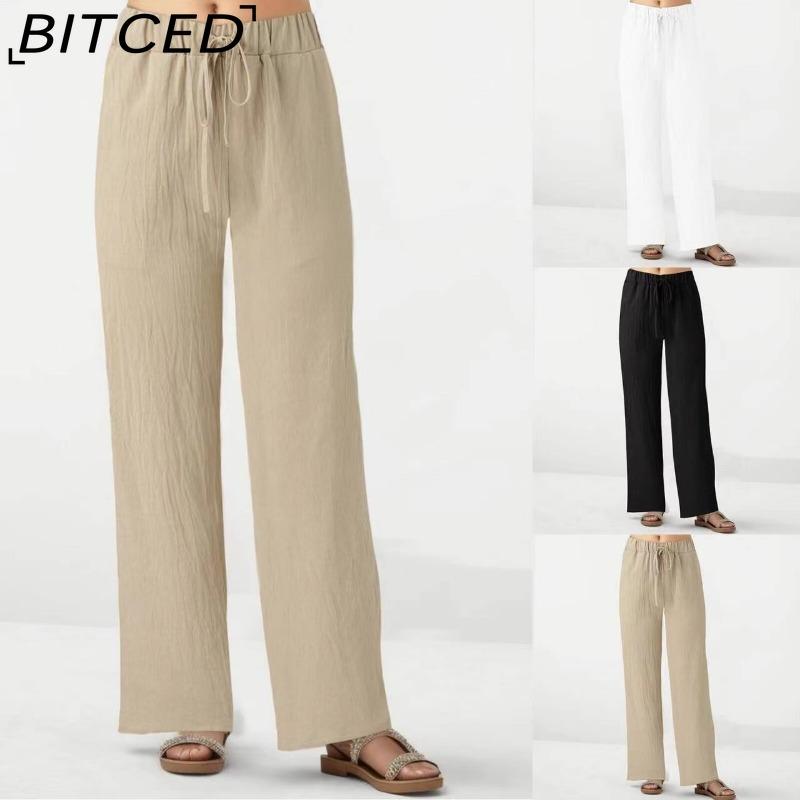 BITCED Women's Fashion Casual Solid Color Print Pants & Capris