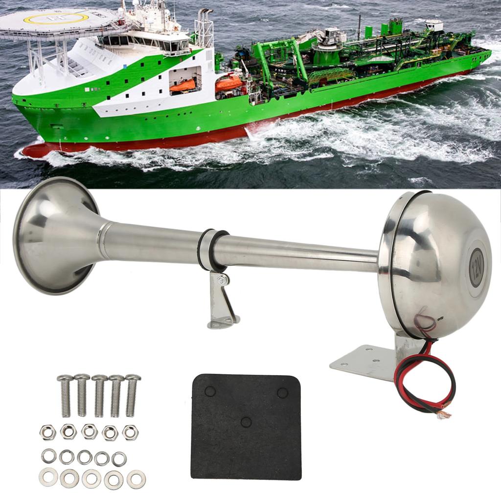 Loud Single Trumpet 328DB 12V 30W Stainless Steel Universal Air Horn for Boats RVs Yachts VXH1112MAR‑C