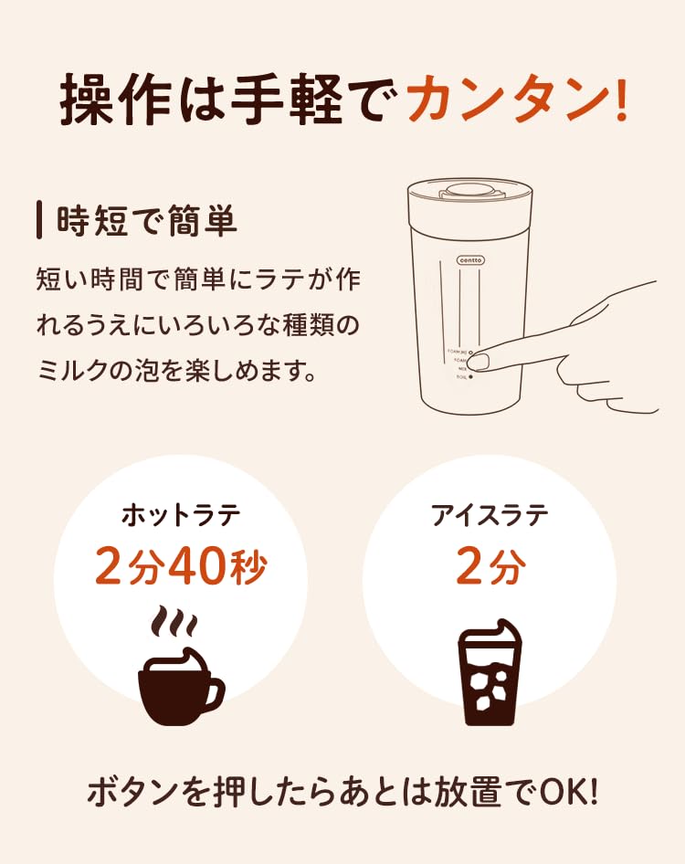 Centto Fully Automatic Milk Frother, Electric, Quiet, for Home Use (Cream White)