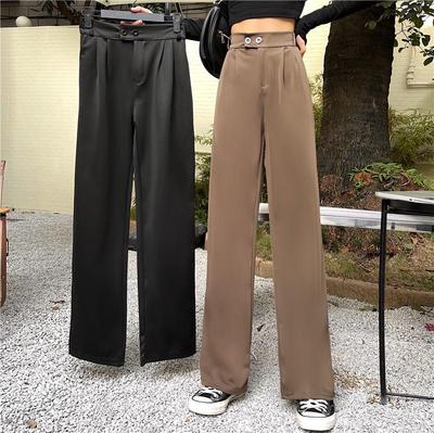 Pantalon de costume pour femme taille haute à jambes larges automne 2023 - Style coréen rétro décontracté