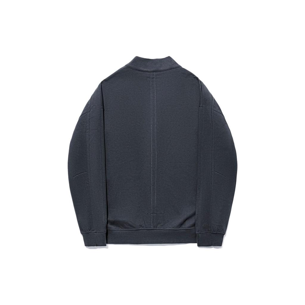 Li Ning X Jackie Chan Collaboration Kung Fu Series Solid Color Loose Fit Cardigan Sweatshirt Unisex Sweatshirt Charcoal-Black AWDT663-2