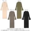 Kobe Lettuce Knit Flare Stylish Casual Fall Outfit Greige Dress, Sleeve, Half-Zip, [E3406] M,