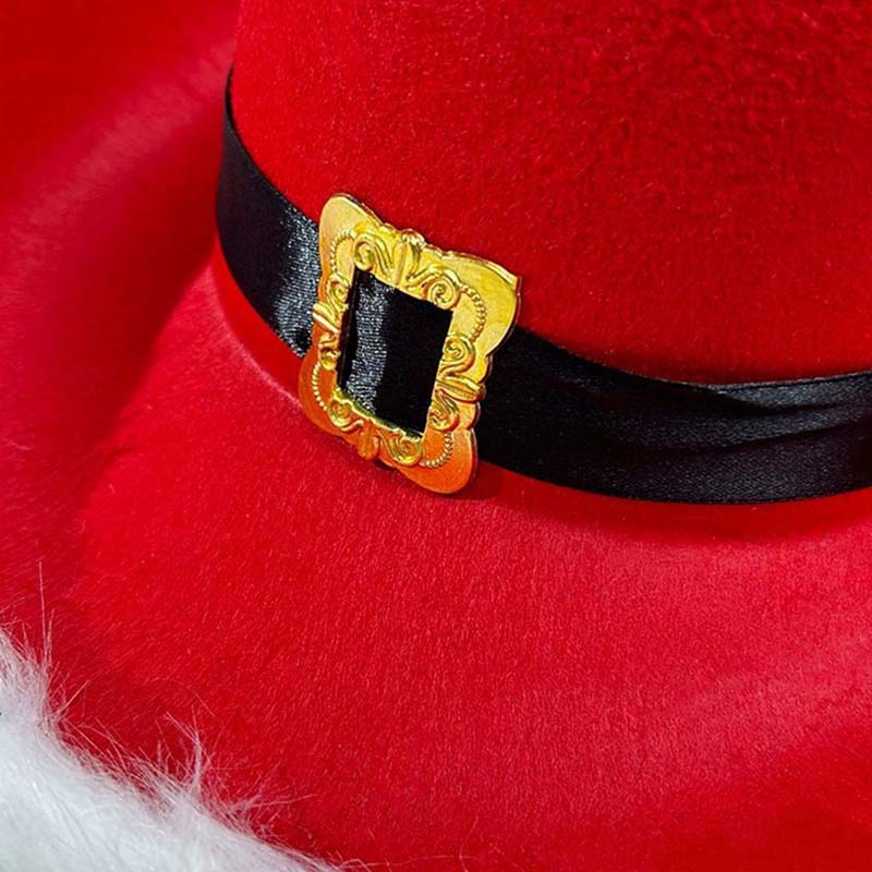 WTEMPO Christmas Red Party Hat with Windproof Rope Winter Christmas-themed Party Plush Brim Prop Hats Creative Indoor & Outdoor Activities Jazz Hats
