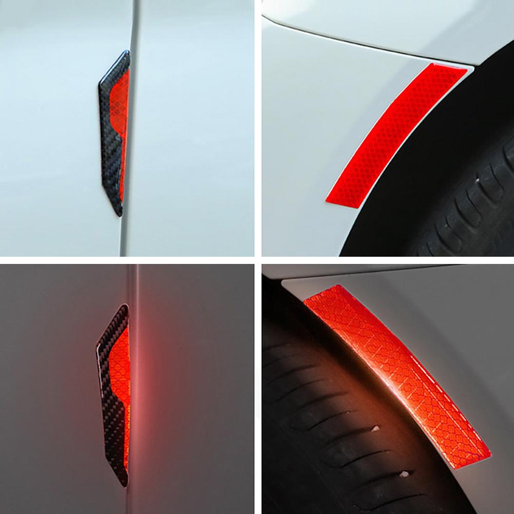 4PCS Auto Tür Anti-Kollision Streifen Körper Aufkleber Reflektierende Warn Aufkleber Dekorative Kratzfest Modifizierte Universal