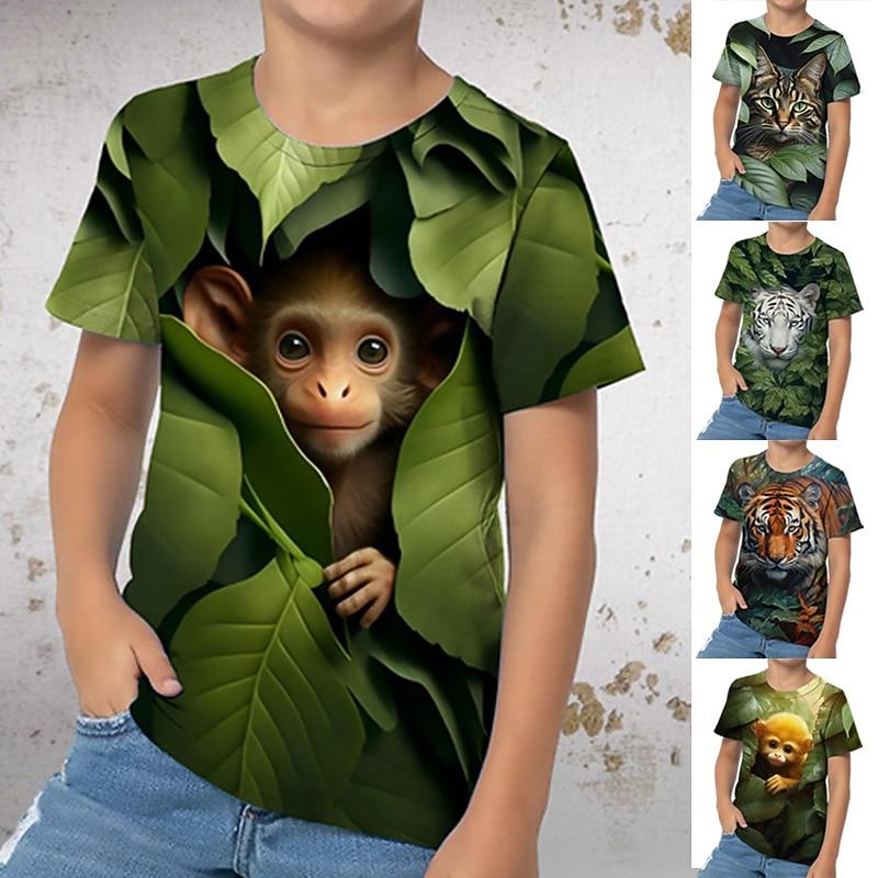 

Boys 3D Graphic Animal Cartoon T shirt Tee Short Sleeve 3D Print Summer Spring Active Sports Fashion Kids 3-12 Years Outdoor Casual Daily Regular Fit 110cm