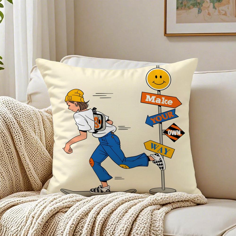 Fashion Graffiti Funny Sports Skateboarding Cushion Cover Pillowcase Antidustmite living Room Sofa Decor Cushion Room