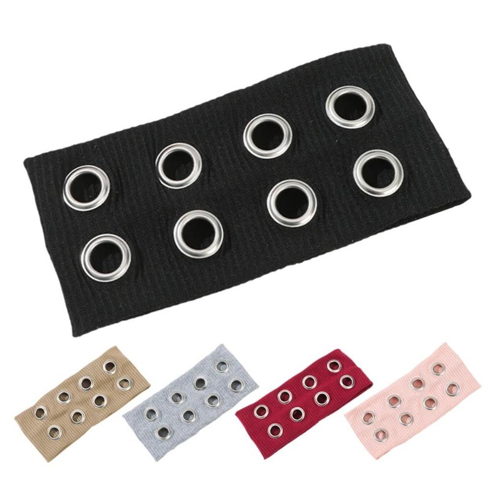 Metal Eyelets Punk Headwrap Wide Elastic Hollowed Out Eyelets Headband Rock Head Band  Punk Girl
