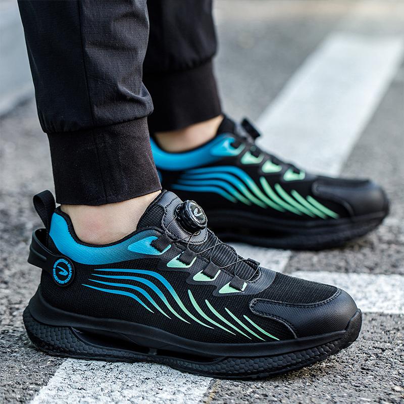 Rotating Button New Safety Shoes Men Anti-smash Anti-puncture Work Shoes Fashion Men Sport Shoes Security Protective Boots Men
