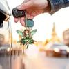 Charming Green Fairy Pendant: Acrylic Rearview Mirror Ornament & Keychain