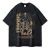 One Piece Roronoa Zoro Three Swords Printed Tshirt Mens and Womens Washed Tshirt High Quality Vintage Cotton Tshirt Tops