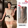 Sexy Suit Women's Lingerie Pearl Suspender Tights Leaky Back Bow Lace Suit Nightdress