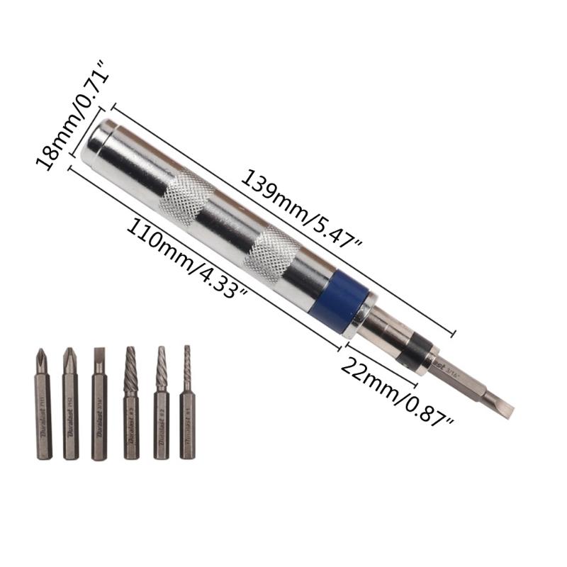 Versatile 1/4" Drive Impact Driver Set with 6Different Attachment,Essential Tool for Electronics Maintenance Easy To Use