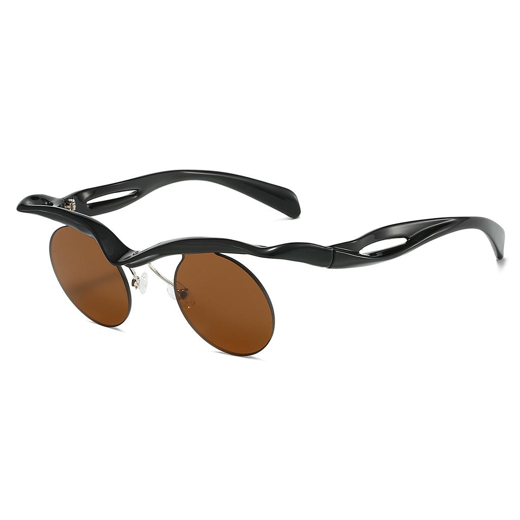 Semi-rimless Round Sunglasses  New Fashion Casual Shades Women Ins Trendy Brand Design Stylish Outdoor Sun Glasses