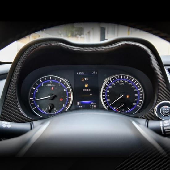 Carbon Fiber Interior Dashboard Frame Cover Trim For Infiniti Q50 Q60 2014-