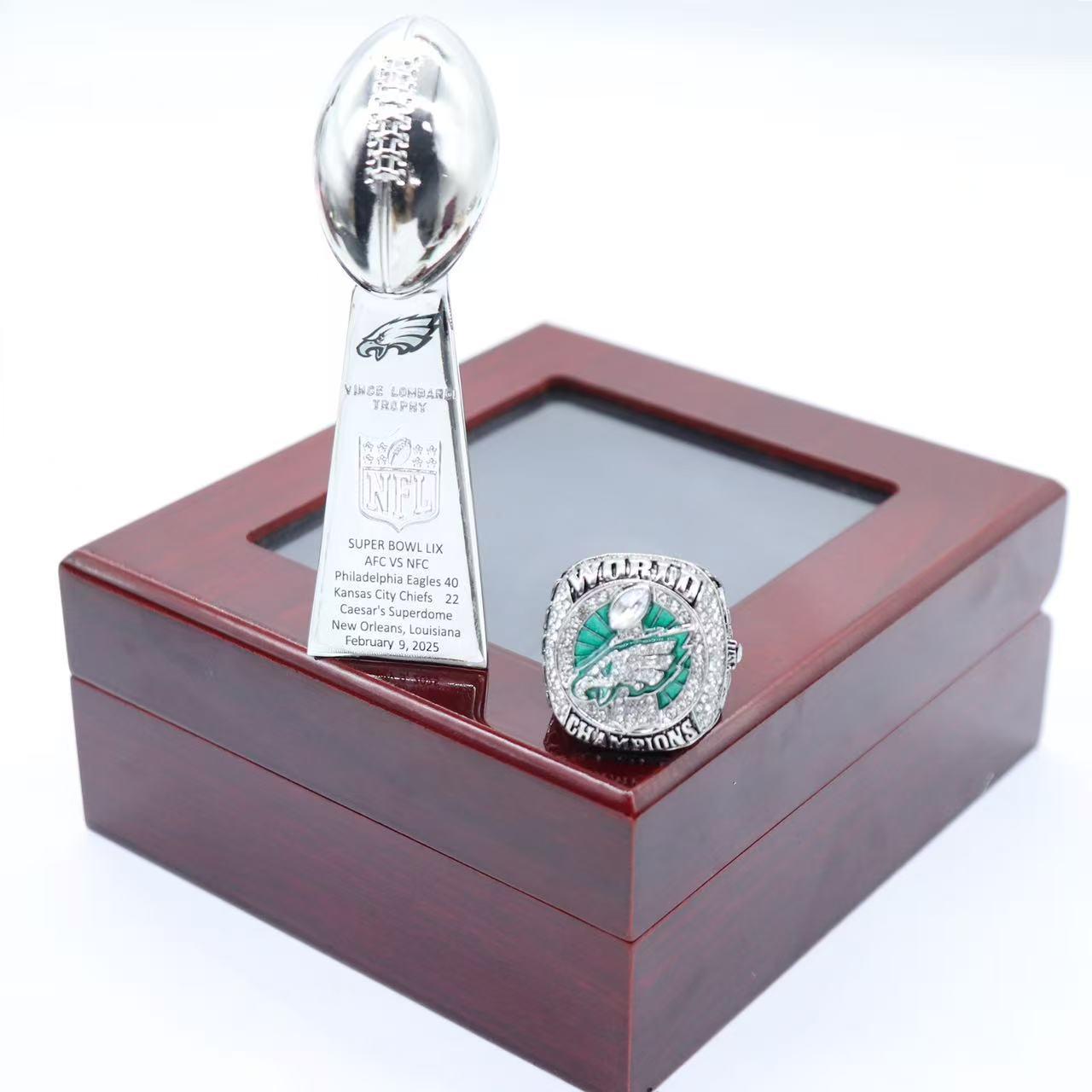 NFL 2025 Philadelphia Eagles Super Bowl Champion Wings Pop-up Trophy Box Set No. 26 BARKLEY Ring + Trophy