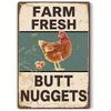 Humorous Rustic 12x8 Metal Farm Fresh Butt Nuggets Plaque - Vintage Chicken Coop Sign - Durable Tinplate Material for Kitchen