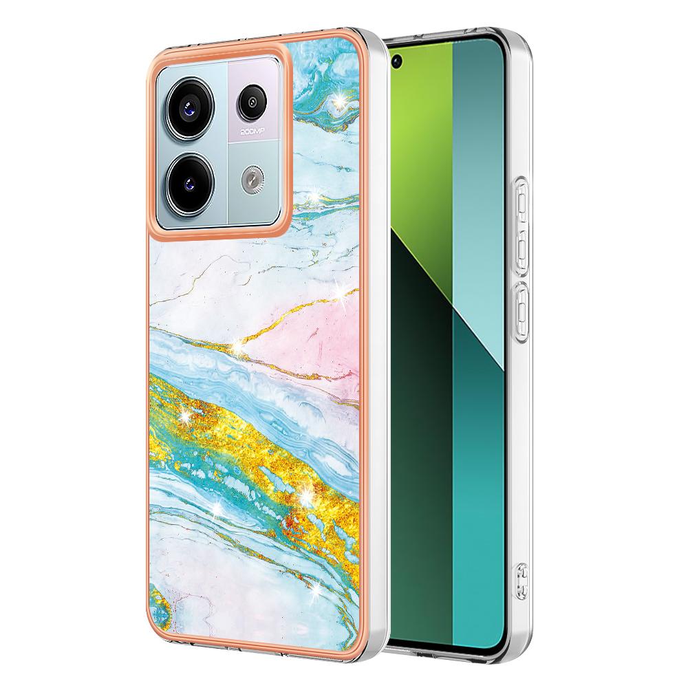 Etui TPU dla Xiaomi Redmi Note 13 Pro 5G/Poco X6 5G z wzorem marmuru IMD i galwanizowaną tylną okładką