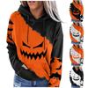 Dámská ležérní móda Halloweenský potisk mikiny s dlouhým rukávem mikiny s kapucí