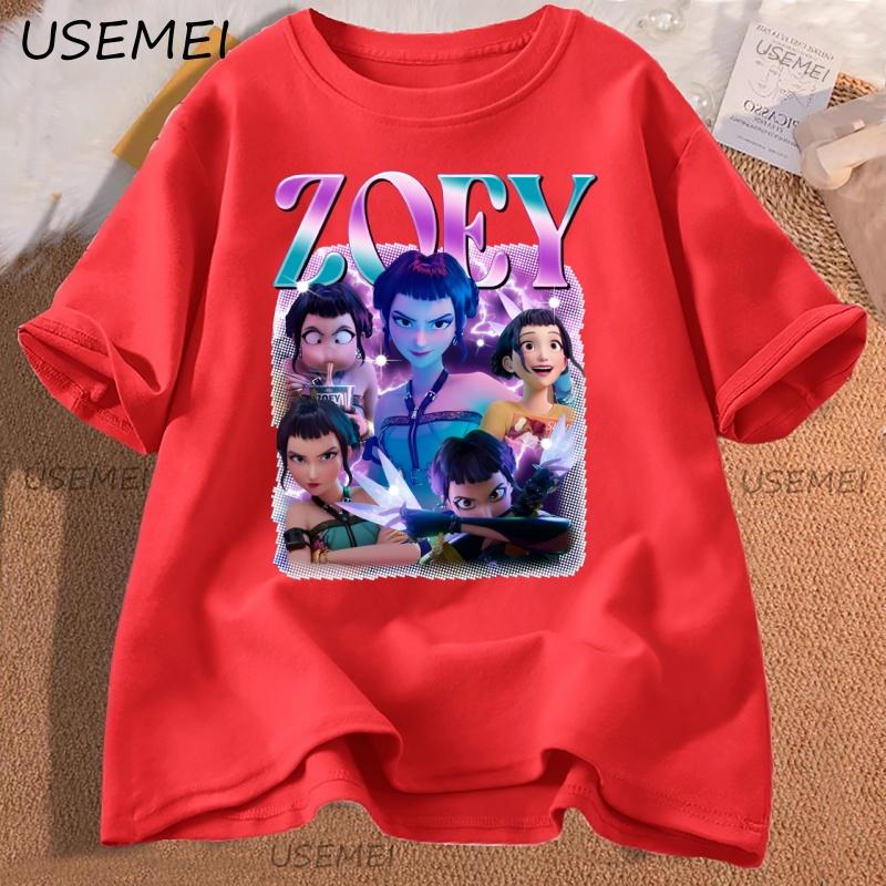 Zoey Huntrix Kpop Demon Hunters Tshirt Casual Cotton Short Sleeve T Shirt Top Anime Kpop Demon Hunters Tshirts Oversized Y2k S