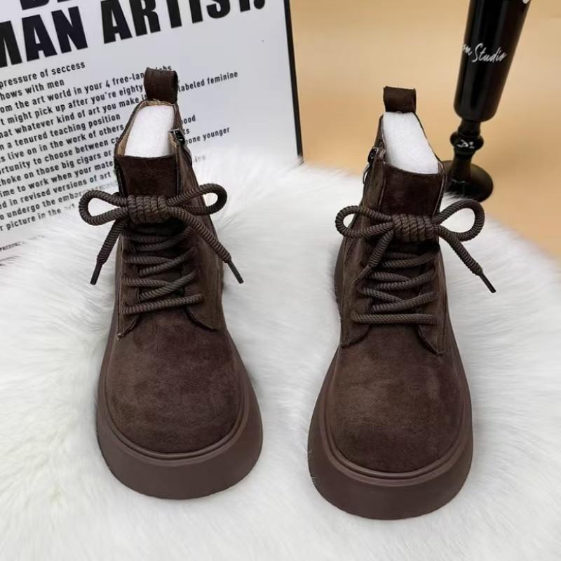 Popular thick-soled Martin boots for women's 2025 winter new small man heightening, velvet, warm, fur and thin short boots