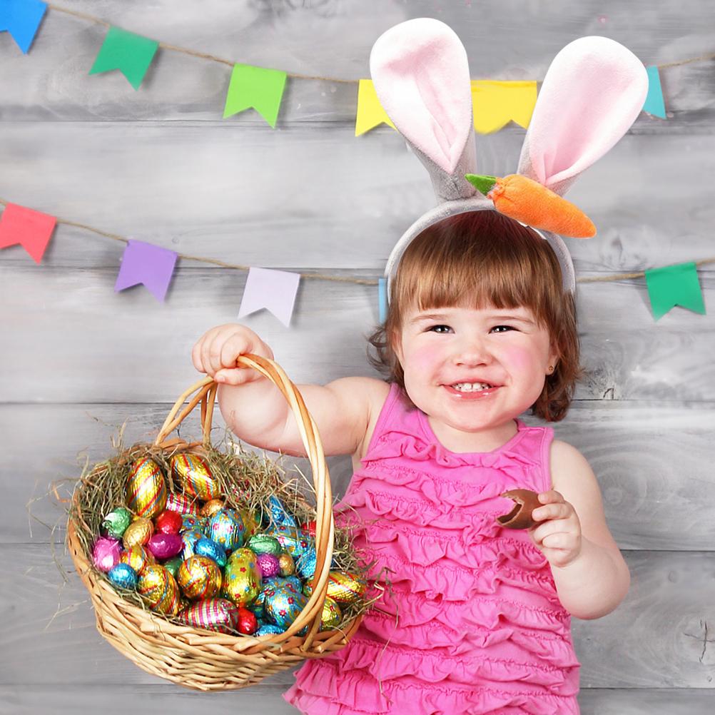 2 Pcs Cute Easter Plush Fluffy Rabbit Ears Hair Bands Party Fancy Prop Bunny Headband Party Decoration Gift