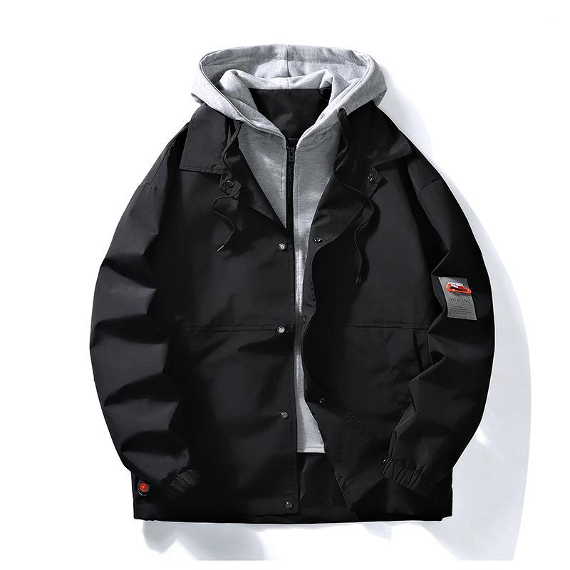 Fake Two-piece Boy Jacket Spring and Autumn New Loose Hooded Jacket