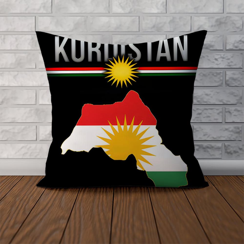 Kurdistan Flagge Kissenbezug Für Auto Sofa Dekorativ Zuhause Zweiseitiger Druck Plüsch Quadratisch Wurfkissen Kissenhülle