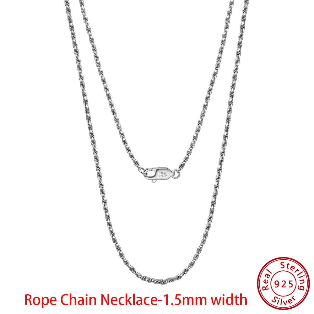 EFFIE QUEEN Real 925 Sterling Silver Diamond Cut Twist Rope Figaro Cuban Snake Bead Box Link Chain Necklace DIY Fine Jewelry SC