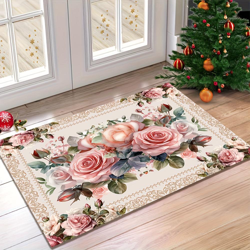 1Pcs Anti Fatigue Kitchen Rugs Vintage Floral Waterproof Non-Slip Thick Cushioned Kitchen Mat Heavy Duty Comfort Standing Mat for Kitchen