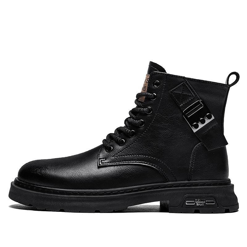 

Ботинки мужские для активного отдыха из натуральной кожи, водонепроницаемые, на шнуровке, мужские, осенне-зимние, из коровьей кожи, рабочие ботинки для мужчин, нескользящие, с боковой молнией 44 чёрный