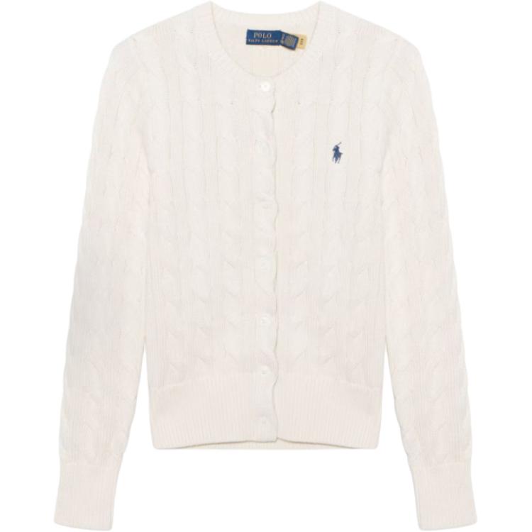 

Polo Ralph Lauren FW25 Свитер вязаный с вышивкой логотипа, с круглым вырезом, на пуговицах, с длинным рукавом, женский, цвет Кремово-белый 211839418-008 L